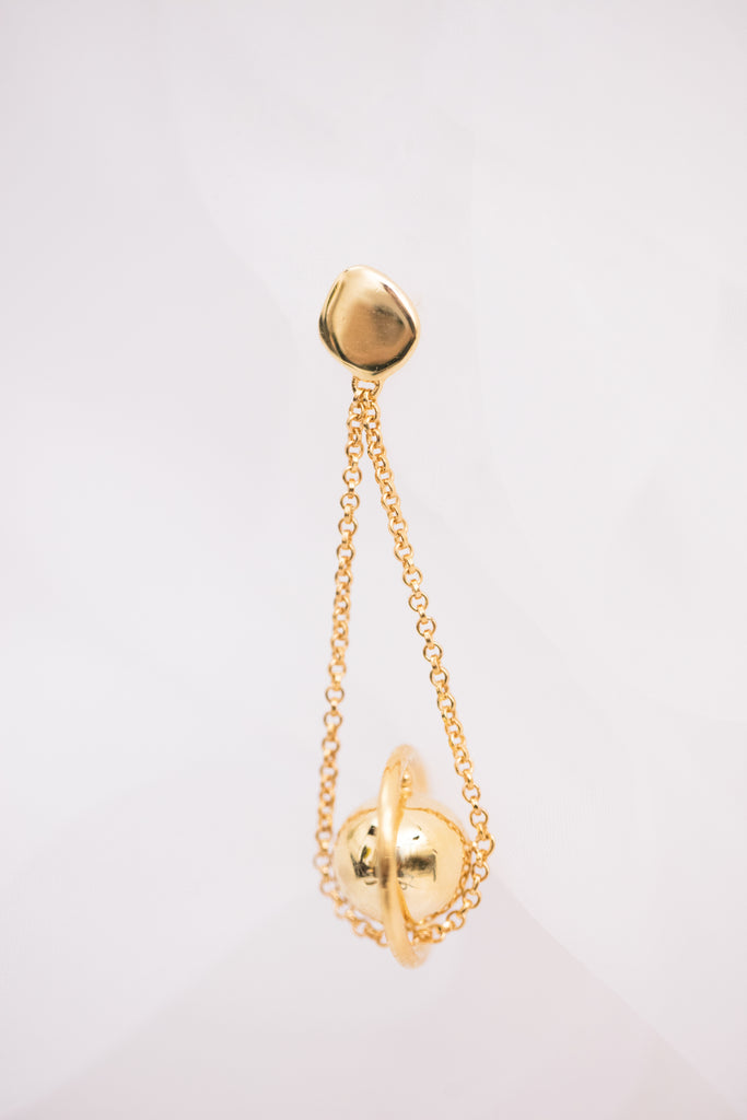 Golden Planet On The Chain Earring / Brooch