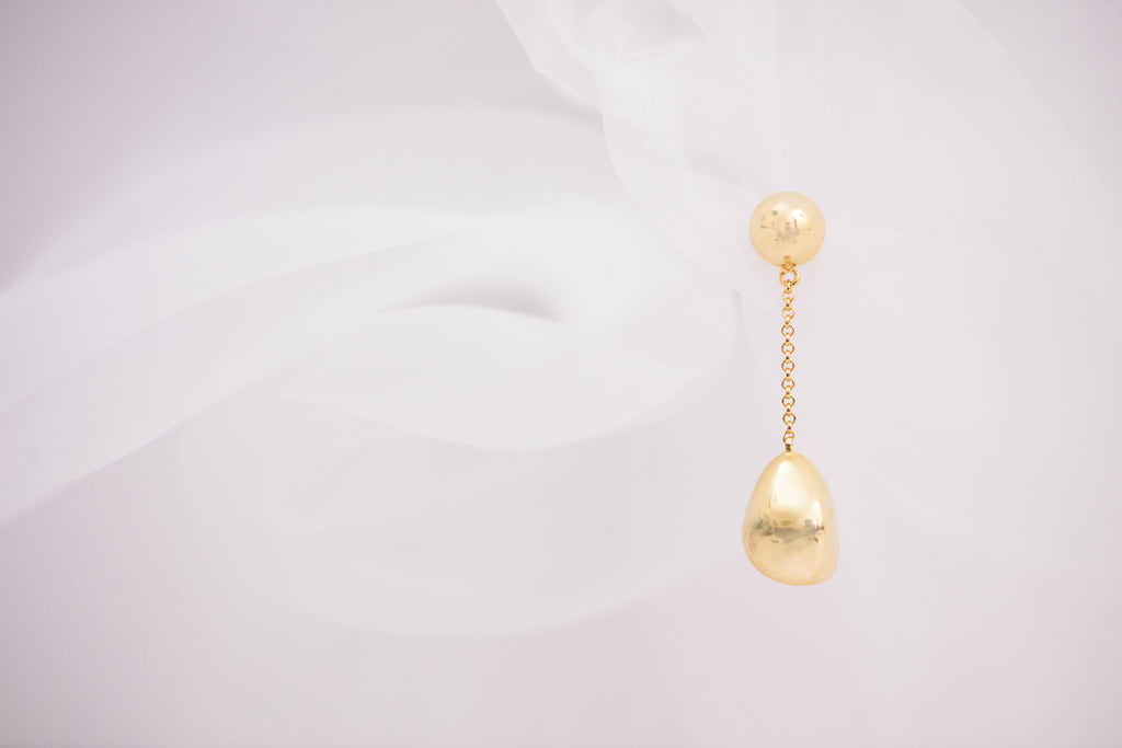 Golden Stone On The Chain Earring / Brooch, Short