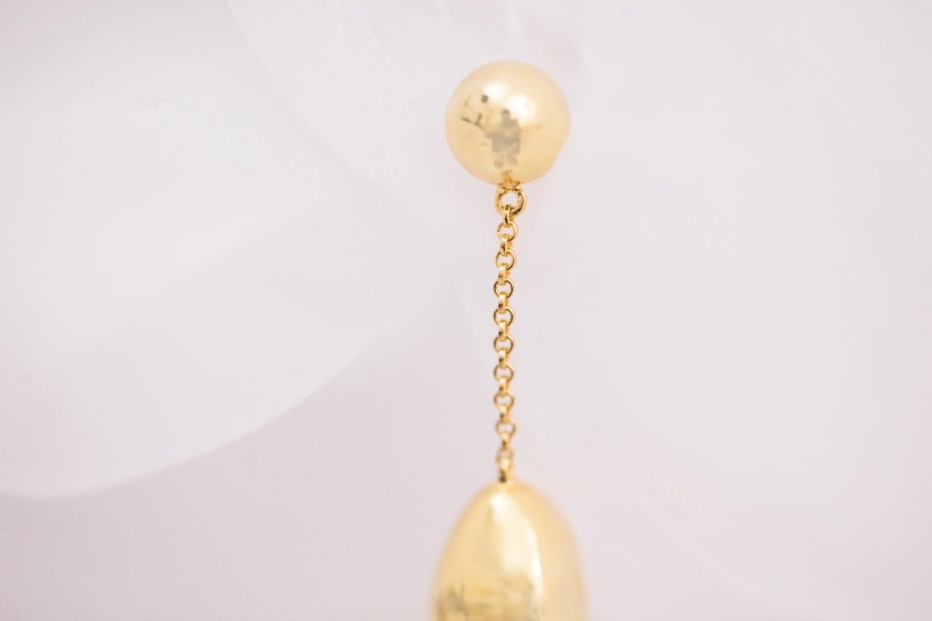 Golden Stone On The Chain Earring / Brooch, Short