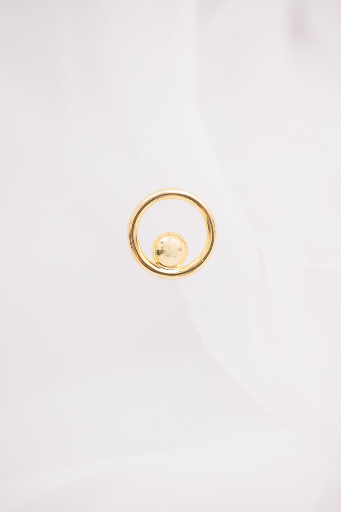 Golden Last Quarter Moon Earring / Brooch