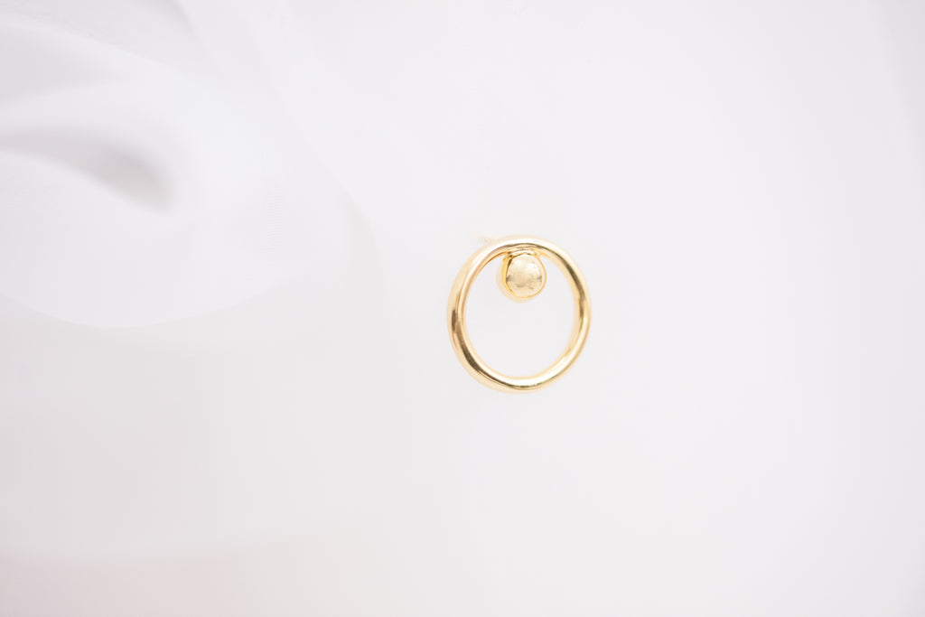 Golden First Quarter Moon Earring / Brooch