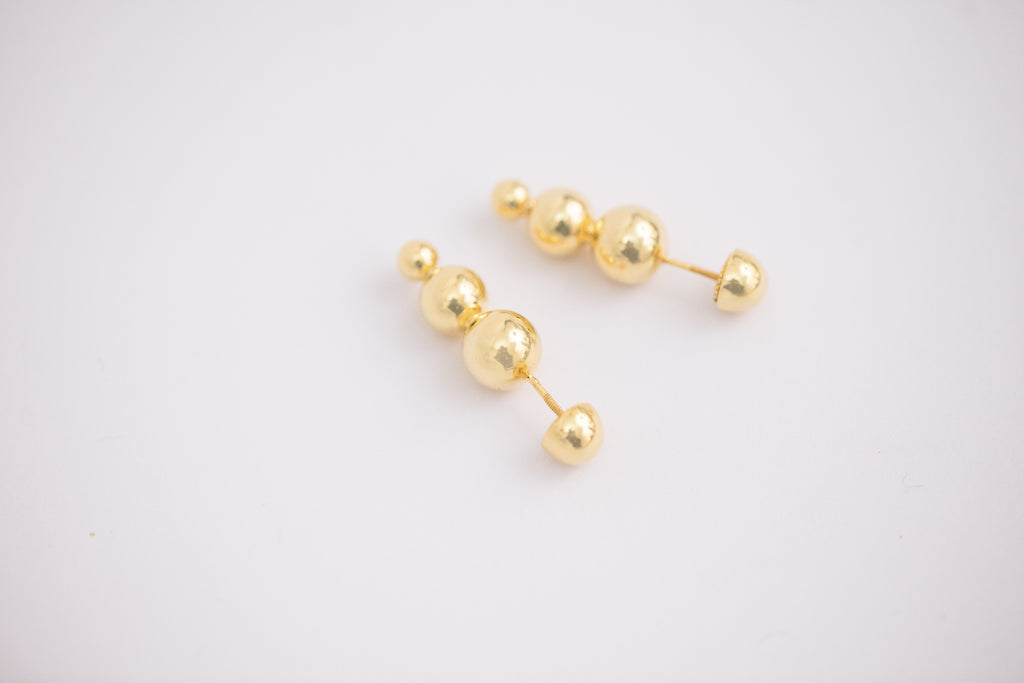 Golden Beads Earring / Brooch, Three